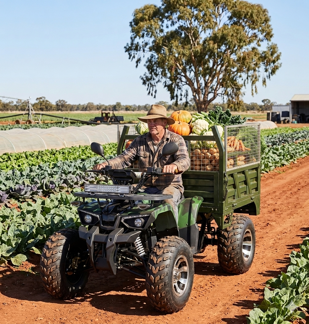 Electric ATV with bin